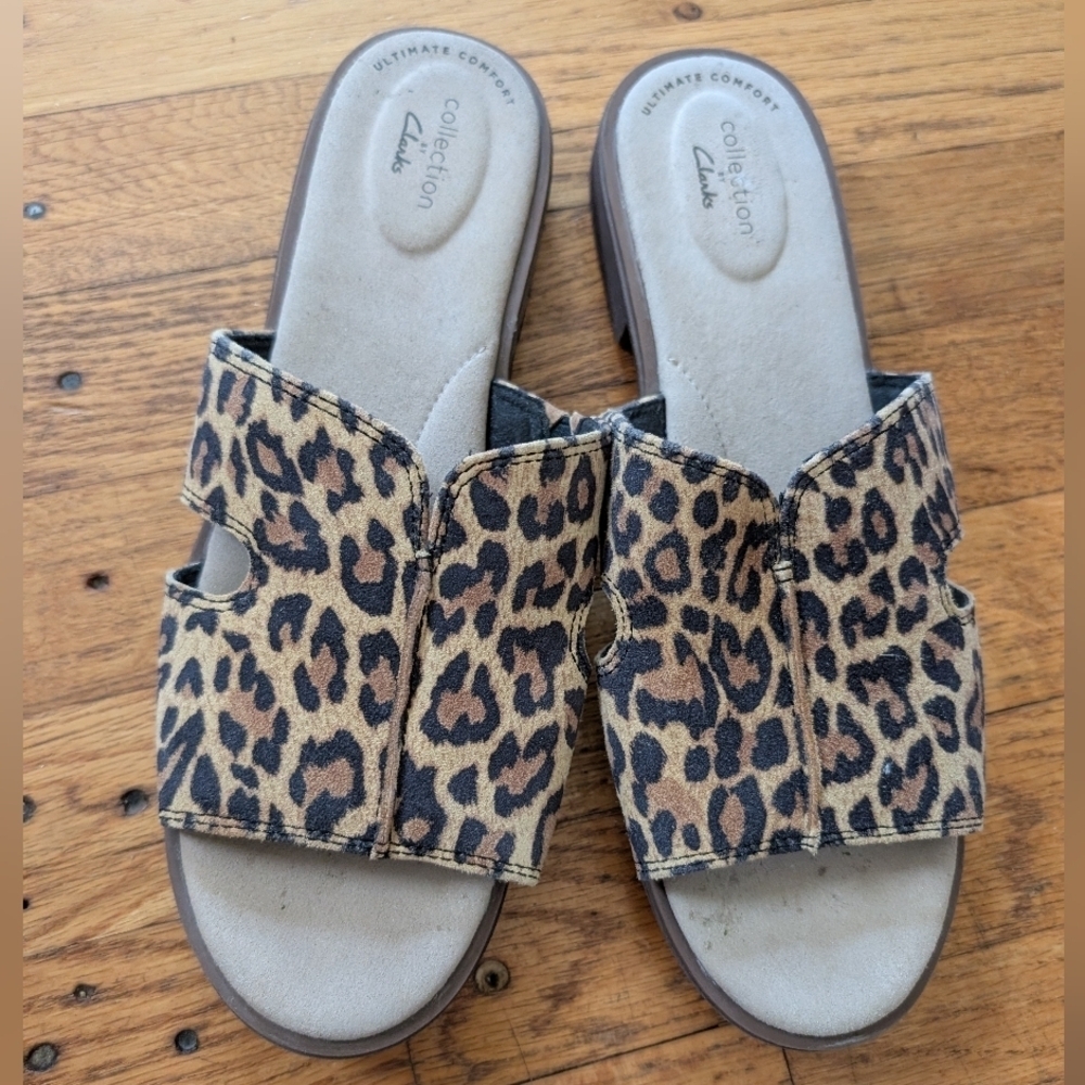 Collection By Clarks Leopard Print Slide Sandals